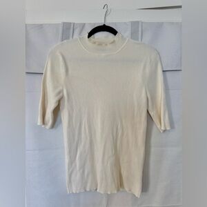 NWOT ANTONIO MELANI Cream Ribbed Sweater 3/4 sleeve